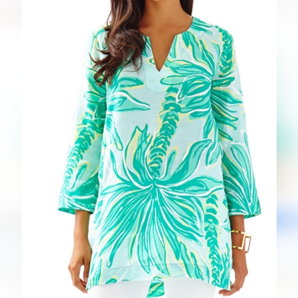 Lilly Pulitzer Marco Island Tunic Top 3/4 Sleeve